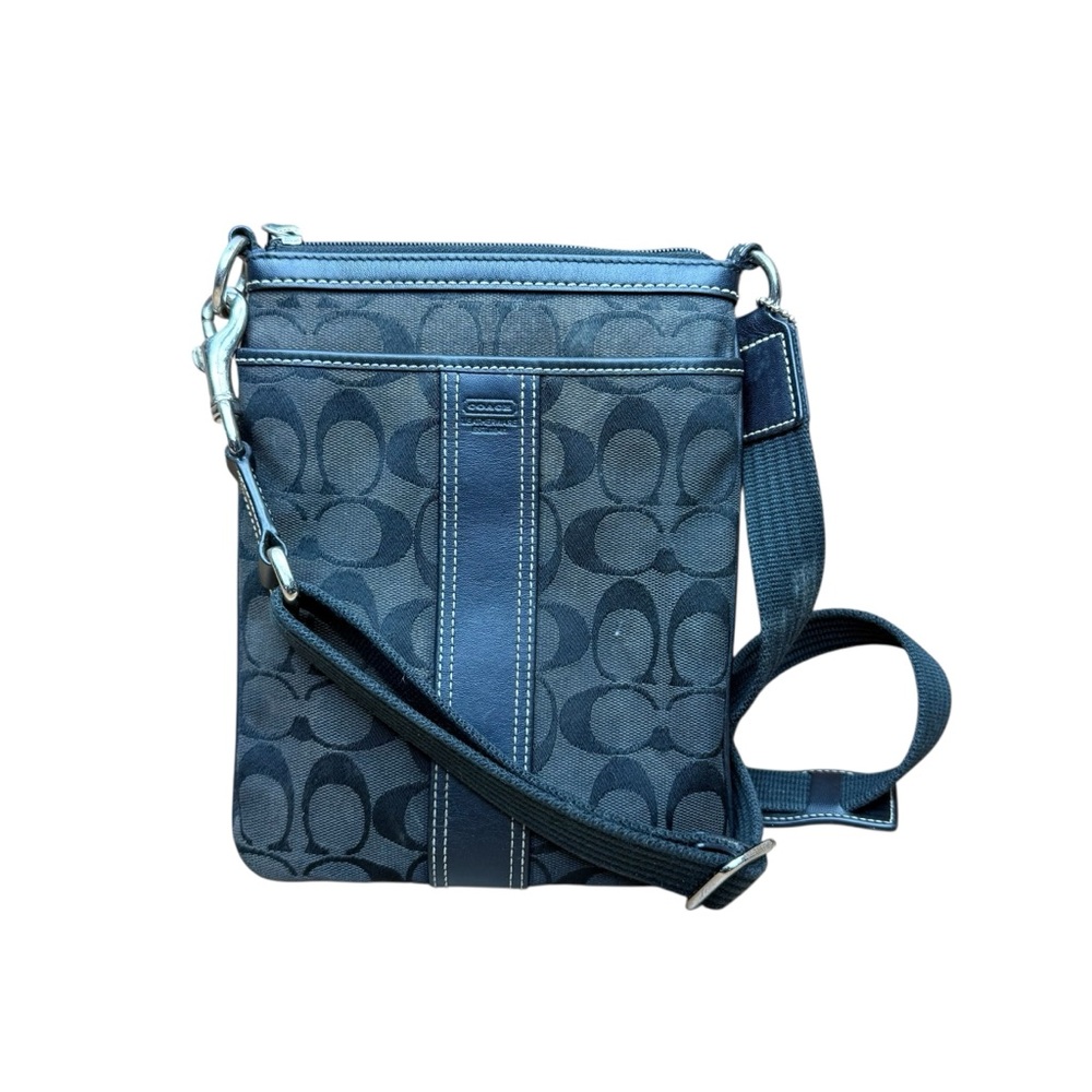 Coach Signature Stripe Swingpack Crossbody Black/Khaki